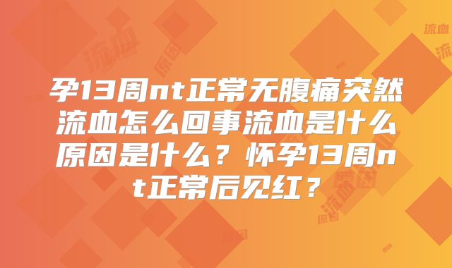 孕13周nt正常无腹痛突然流血怎么回事流血是什么原因是什么？怀孕13周nt正常后见红？