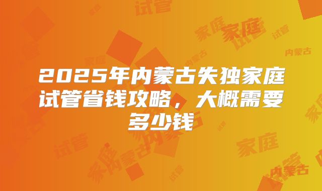 2025年内蒙古失独家庭试管省钱攻略，大概需要多少钱
