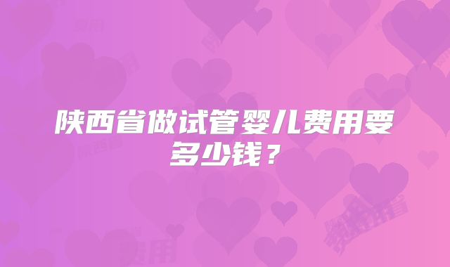 陕西省做试管婴儿费用要多少钱？