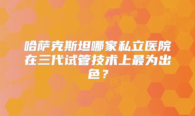 哈萨克斯坦哪家私立医院在三代试管技术上最为出色？