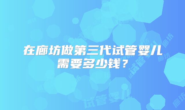 在廊坊做第三代试管婴儿需要多少钱?