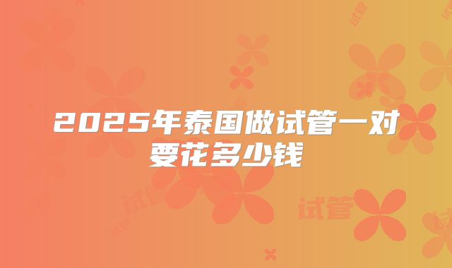 2025年泰国做试管一对要花多少钱