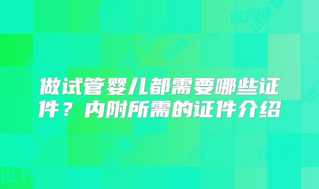 做试管婴儿都需要哪些证件？内附所需的证件介绍
