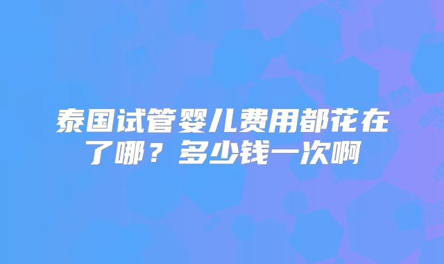 泰国试管婴儿费用都花在了哪？多少钱一次啊