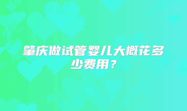 肇庆做试管婴儿大概花多少费用？