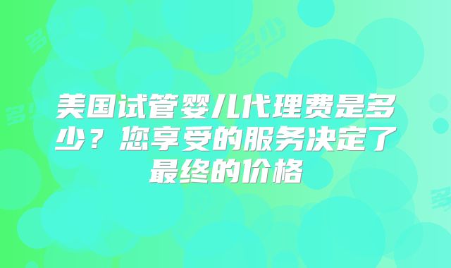 美国试管婴儿代理费是多少？您享受的服务决定了最终的价格