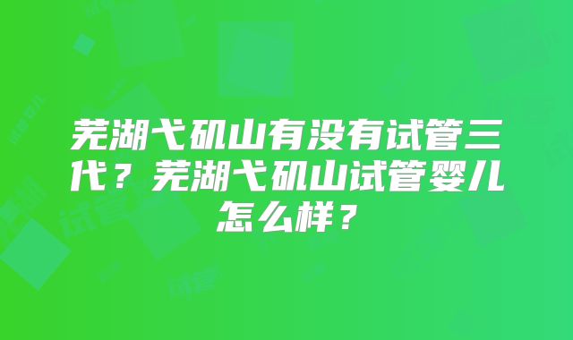 芜湖弋矶山有没有试管三代？芜湖弋矶山试管婴儿怎么样？
