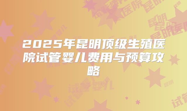 2025年昆明顶级生殖医院试管婴儿费用与预算攻略