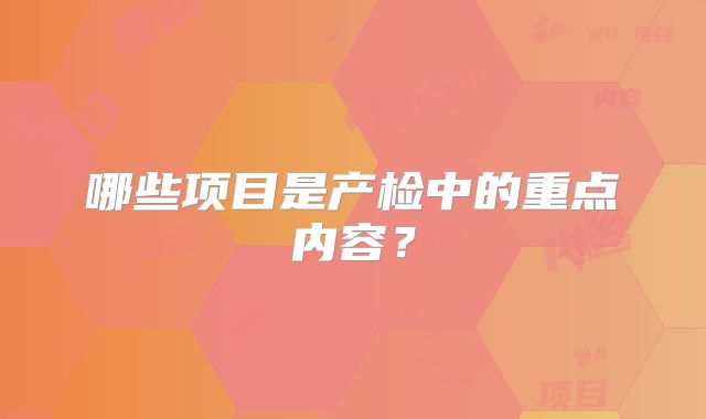 哪些项目是产检中的重点内容?