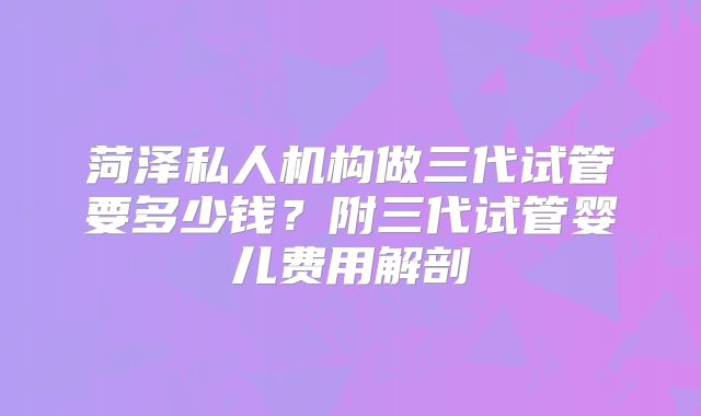 菏泽私人机构做三代试管要多少钱？附三代试管婴儿费用解剖