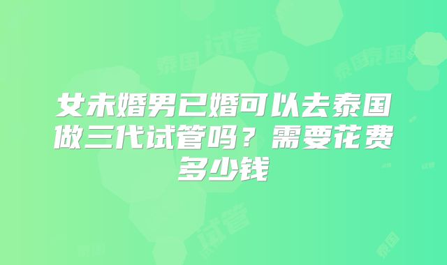 女未婚男已婚可以去泰国做三代试管吗？需要花费多少钱