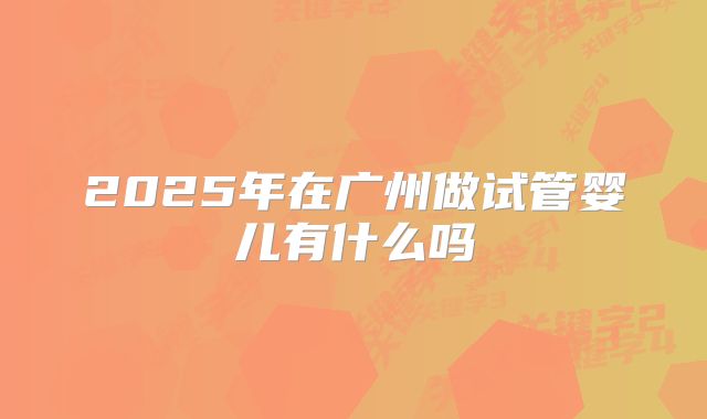 2025年在广州做试管婴儿有什么吗