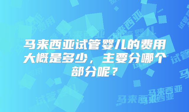 马来西亚试管婴儿的费用大概是多少，主要分哪个部分呢？