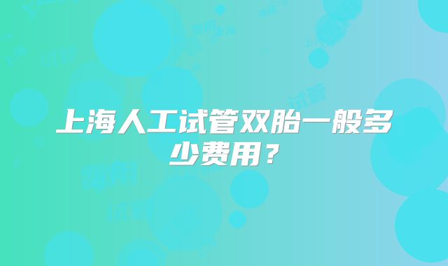 上海人工试管双胎一般多少费用？