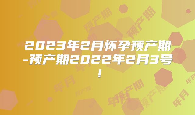 2023年2月怀孕预产期-预产期2022年2月3号！