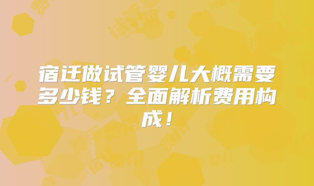 宿迁做试管婴儿大概需要多少钱？全面解析费用构成！