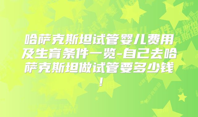 哈萨克斯坦试管婴儿费用及生育条件一览-自己去哈萨克斯坦做试管要多少钱!