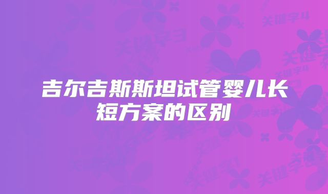 吉尔吉斯斯坦试管婴儿长短方案的区别