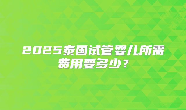 2025泰国试管婴儿所需费用要多少？