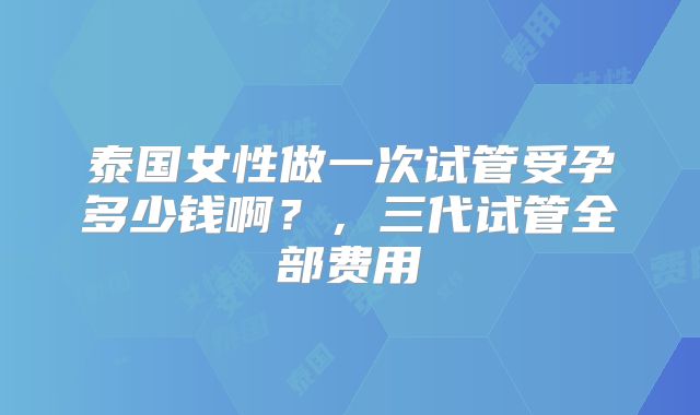 泰国女性做一次试管受孕多少钱啊？，三代试管全部费用
