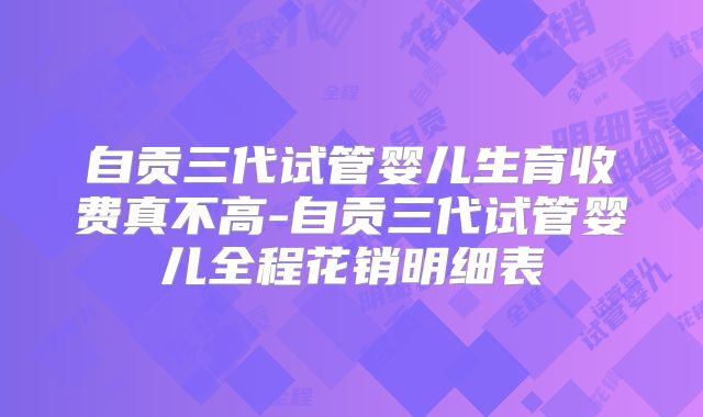 自贡三代试管婴儿生育收费真不高-自贡三代试管婴儿全程花销明细表