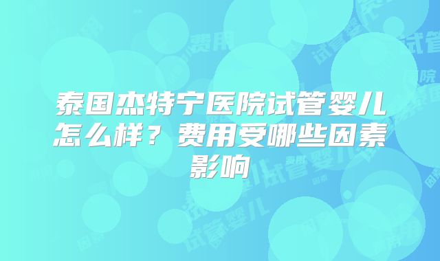 泰国杰特宁医院试管婴儿怎么样？费用受哪些因素影响