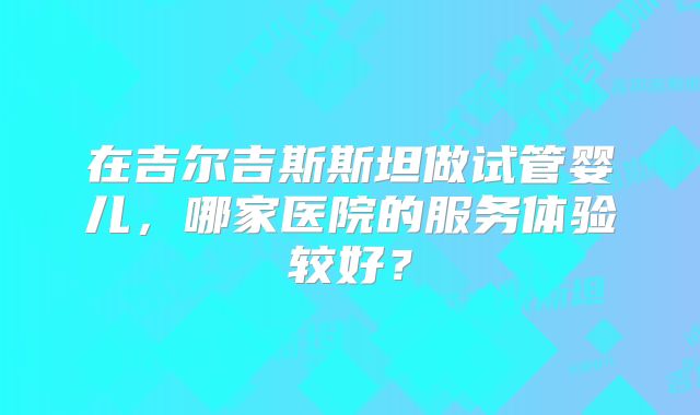 在吉尔吉斯斯坦做试管婴儿,哪家医院的服务体验较好?