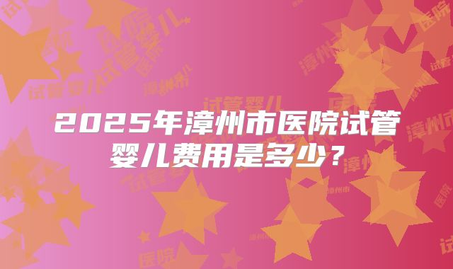 2025年漳州市医院试管婴儿费用是多少？