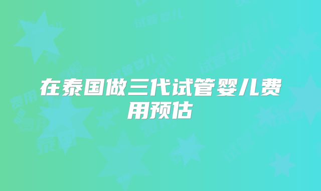 在泰国做三代试管婴儿费用预估