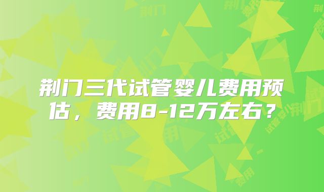 荆门三代试管婴儿费用预估，费用8-12万左右？