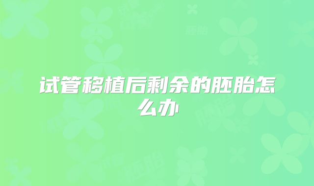 试管移植后剩余的胚胎怎么办