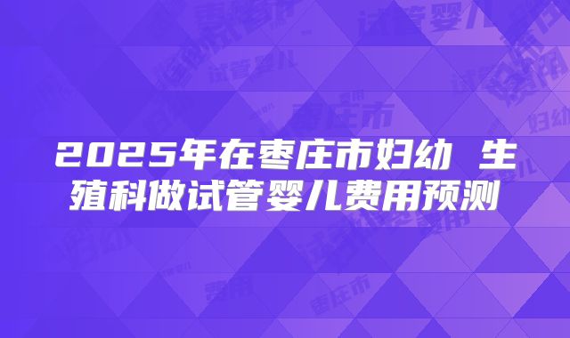2025年在枣庄市妇幼 生殖科做试管婴儿费用预测
