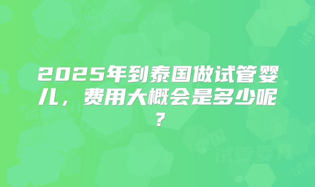 2025年到泰国做试管婴儿，费用大概会是多少呢？