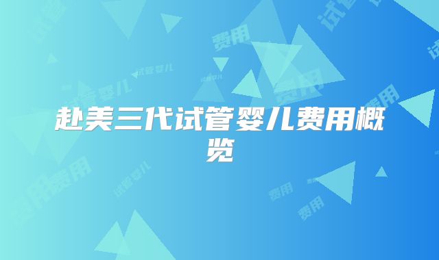 赴美三代试管婴儿费用概览