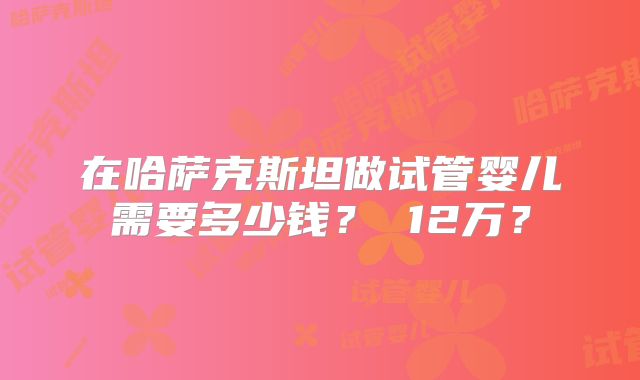 在哈萨克斯坦做试管婴儿需要多少钱？ 12万？