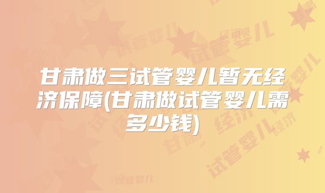 甘肃做三试管婴儿暂无经济保障(甘肃做试管婴儿需多少钱)