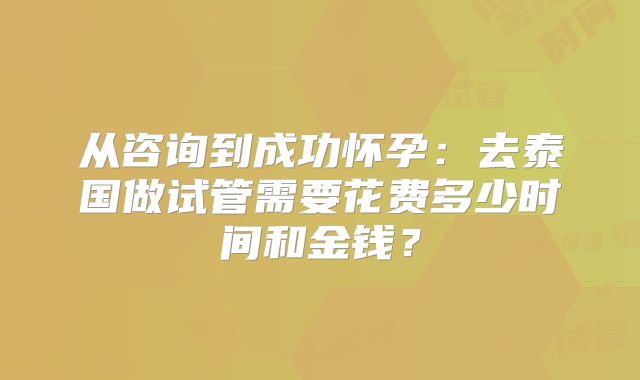 从咨询到成功怀孕：去泰国做试管需要花费多少时间和金钱？
