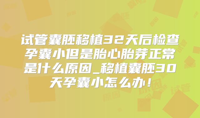 试管囊胚移植32天后检查孕囊小但是胎心胎芽正常是什么原因_移植囊胚30天孕囊小怎么办!