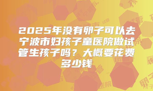 2025年没有卵子可以去宁波市妇孩子童医院做试管生孩子吗?大概要花费多少钱