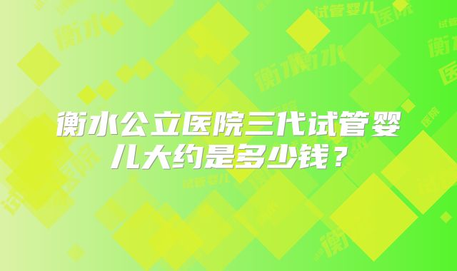 衡水公立医院三代试管婴儿大约是多少钱？