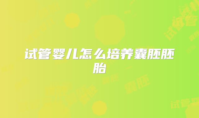 试管婴儿怎么培养囊胚胚胎