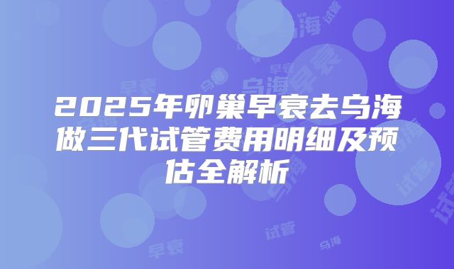 2025年卵巢早衰去乌海做三代试管费用明细及预估全解析