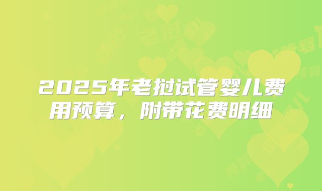 2025年老挝试管婴儿费用预算，附带花费明细