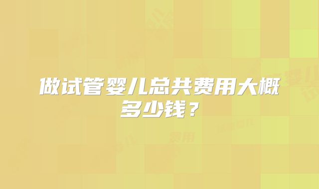 做试管婴儿总共费用大概多少钱？