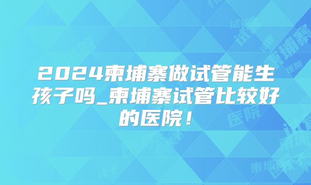 2024柬埔寨做试管能生孩子吗_柬埔寨试管比较好的医院!