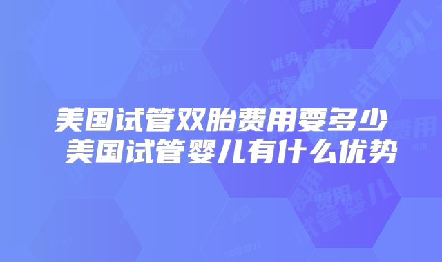 美国试管双胎费用要多少 美国试管婴儿有什么优势