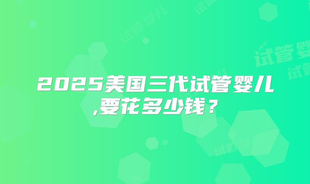2025美国三代试管婴儿,要花多少钱？