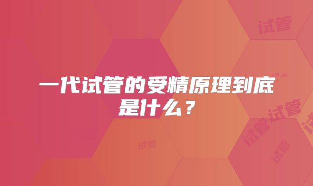 一代试管的受精原理到底是什么?