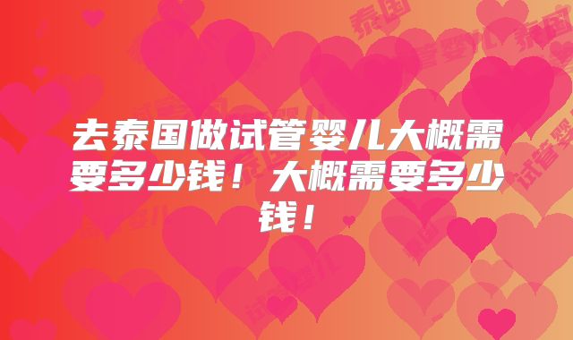 去泰国做试管婴儿大概需要多少钱!大概需要多少钱!