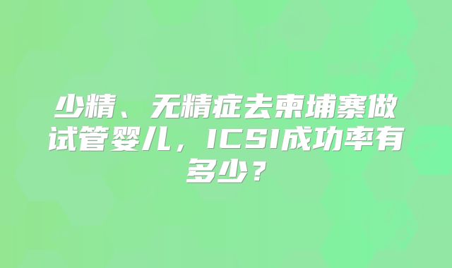 少精、无精症去柬埔寨做试管婴儿，ICSI成功率有多少？